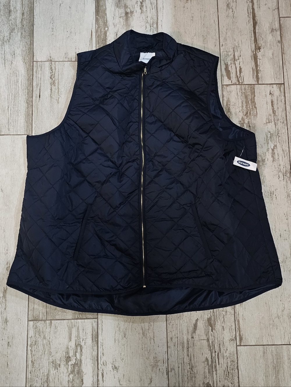 ❤️‍🔥 LEAVING SOON Old Navy Navy Quilted Zip Vest with Gold Hardware 4X NWT